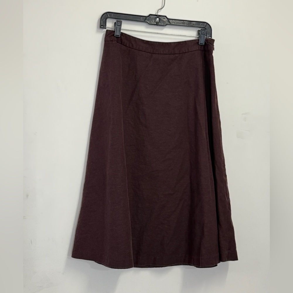 Covington Brown Stretch Skirt linen blend a-line skirt western whimsigoth - Picture 5 of 10
